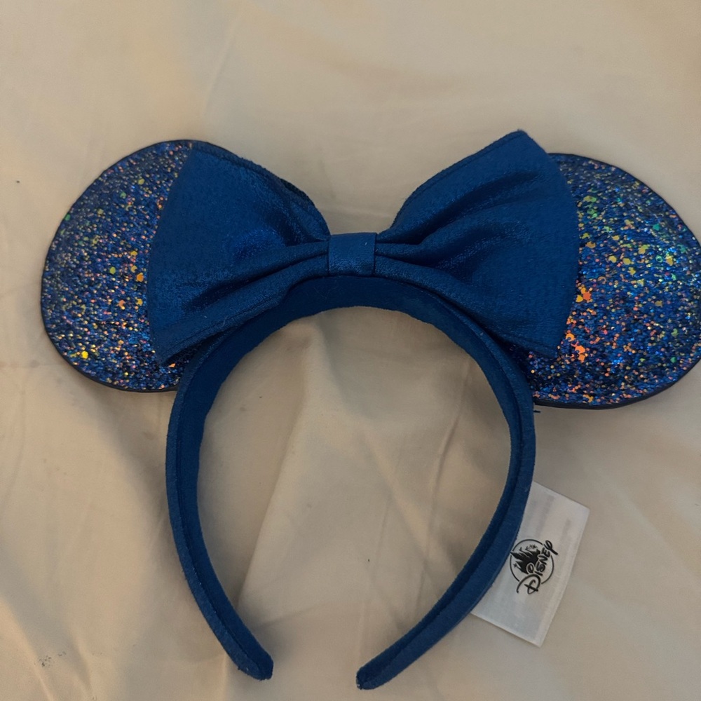 Disney Blue Glitter Minnie Mouse Ears Headband